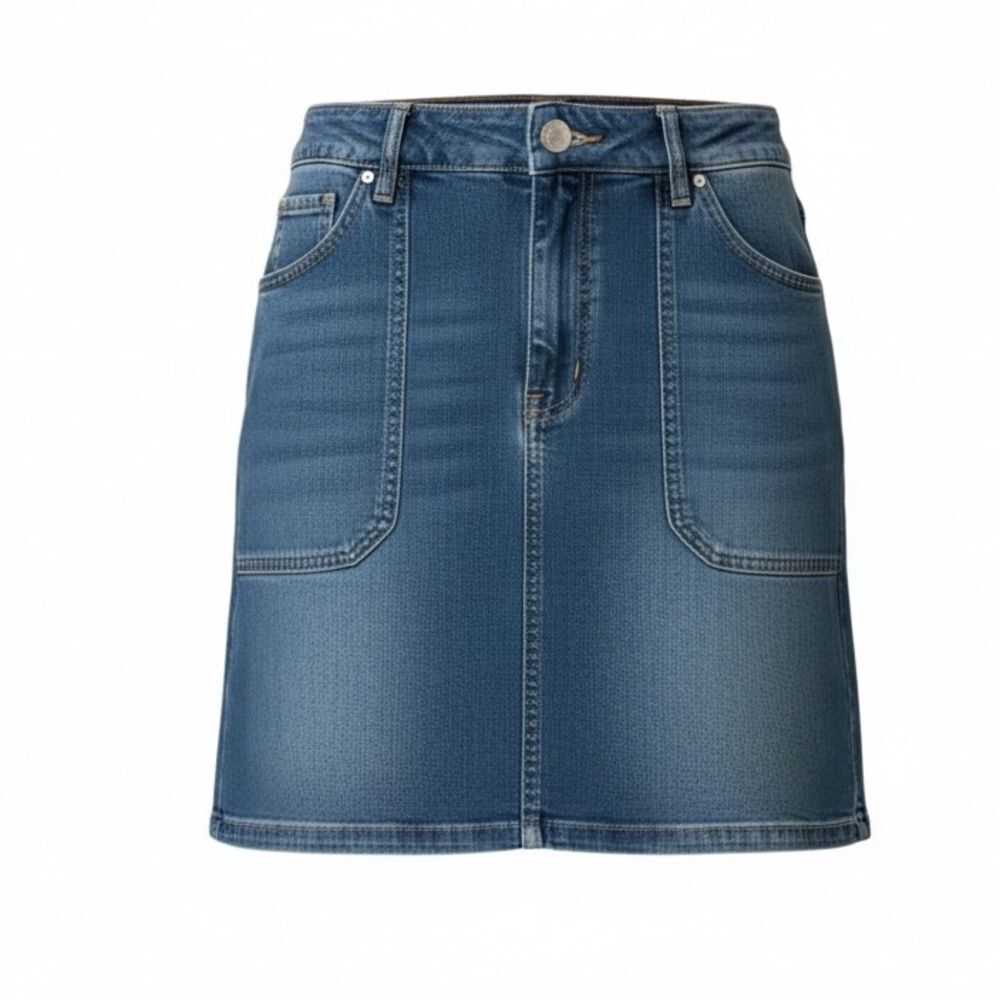 Eddie Bauer Zippered Pocket Pencil Denim Mini‎ Skirt Medium Wash Size 2P